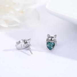 Valentine's Day Gifts Cat Earrings 925 Sterling Silver Cute Animal Kitten Stud Earrings Hypoallergenic Earrings Turquoise Cat Jewelry Christmas Gifts Stocking Stuffers for Women