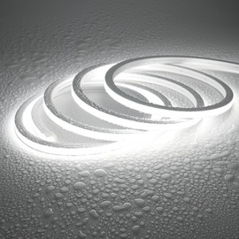 JOYLIT Bright LED Neon Rope Light 6000K Cool White 10 x 10MM 16.4FT, 24V 60W Outdoor Waterproof Neon LED Strip Lights 168LED/M Uniform Glow Dotless, Flexible Cuttable Neon Light for Boat, RV, Patio