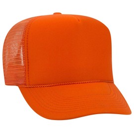 OTTO Polyester Foam Front 5 Panel High Crown Mesh Back Trucker Hat - Orange