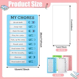 4 Pcs Chore Chart Kids, Checklist Check Plan Bulletin Board with 20 Detachable Cardstock, Sliding Routine Reusable to Do List, ADHD Tools for Kids, Daily Schedule Planner Board for Home Office