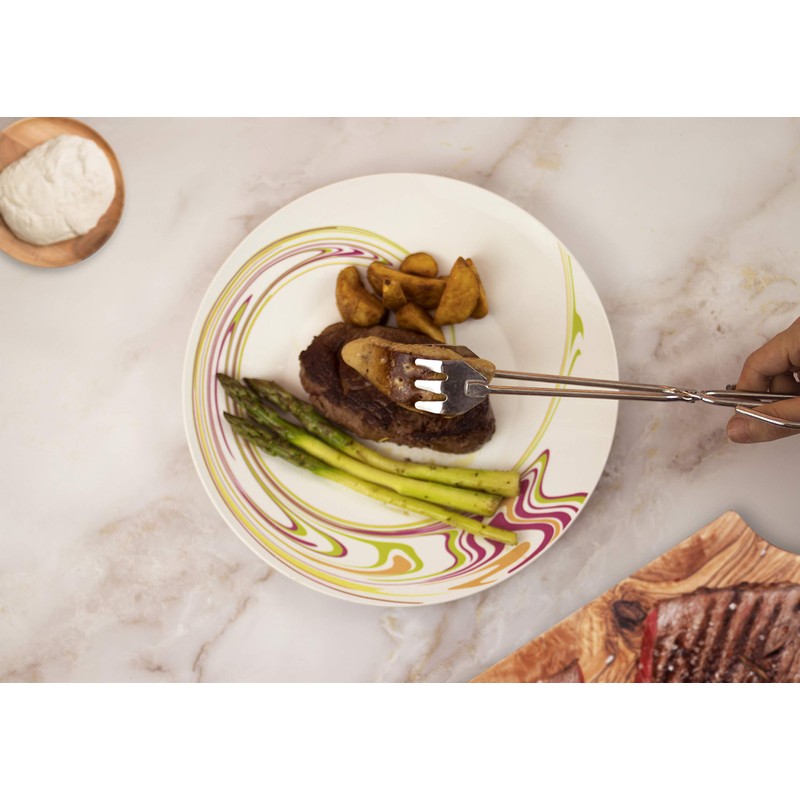 Fackelmann 00054 - Stainless Steel Tongs with Scoop, 25 cm