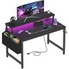 Lufeiya Small Desk with Power Outlets and LED Lights, 32
