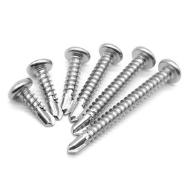 #6 x 1/2" (100 Pack) Stainless Steel Pan Head Self Tapping Screws Phillips Head Self Drilling Screws Sheet Metal Screws, 410 Stainless Steel