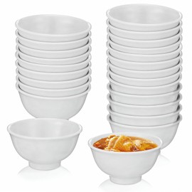 MAQUITA 24 Pieces Bowls Set Unbreakable White Dessert Soup Salad Bowls for Pasta Cereal Soup Dishwasher Safe
