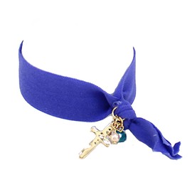 4030913 Stretch Hair Tie Cloth Fabric Cross Christian Bracelet Trendy Fashion Ponytail
