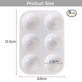Rukinovi 8pcs Paint Tray Palette, Plastic Watercolor Paint Palette,White Paintings Paint Tray Great for Kids and Students to Paint and Make DIY Crafts for School Projects