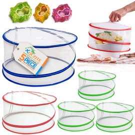 XQUZITE Pop Up Mesh Food Covers - Collapsible Pop Up Food Cover Set for Camping, Picnic and Outdoors - Complete with Plastic Food Cover Wraps