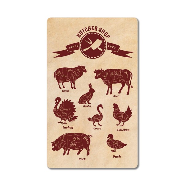 Generic JP's Parcels Cow Decor For Home Wall Sign-These Signs Have A Retro,Rustic,and Vintage Look and are Proudly Made in the USA 12 x 8 in JPTS177 Cow Lamb Chicken Pig Turkey Butcher Shop