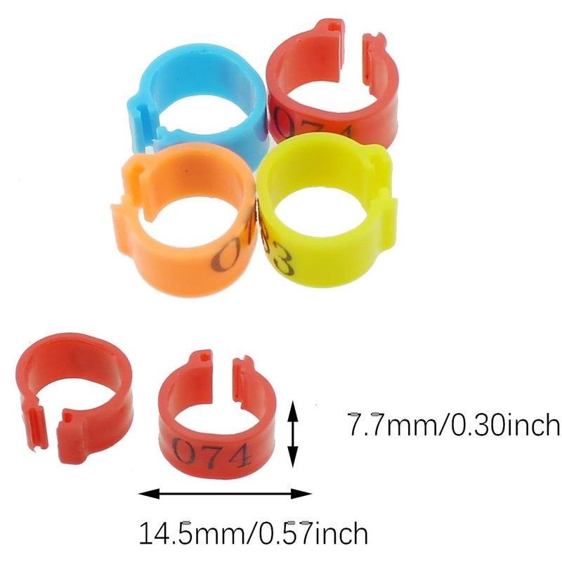 Pack of 100 Poultry Foot Rings, Chicken Identification Legs Rings