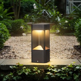 Modern Landscape Path Light With 3000K Warm Light Pathway Lights Outdoor LED Waterproof Bollard Light Black Square Aluminum Post Light Fixture External Lawn Bollard Lantern For Porch Garden Front Yard