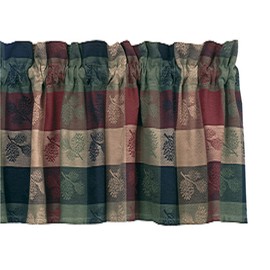 Park Designs Farmhouse Kitchen Valances for Windows - Plaid Pine Cone | Fall Decor Window Valance Curtain | Plaid Curtain Windows | 72"x14"