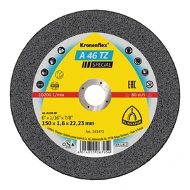 Klingspor 241472 A 46 TZ INOX SPECIAL Cutting Disc INOX, Special, Packaging Unit 25, 150 x 1.6 x 22.23, H, 25, Pack of 25, 150 x 1.6 x 22.23 mm Straight