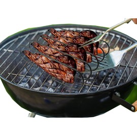yjwinlingss Non-Stick Rib Rack - Porcelain-Coated Steel Roasting Stand for Grilling & Barbecuing - Holds 4 Rib Racks - BBQ Accessories for Smokers and Grills - Durable & Convenient Design, black