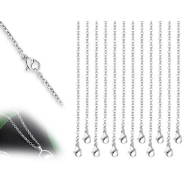 AOYEGIC Pack of 12 Necklaces, Women's Extender Chain, Link Chain, Curb Chain, Snake Chain, Link Cable Chain with Lobster Clasps, without Pendant Chain, for Jewellery Making Accessories (Silver, 45 cm)