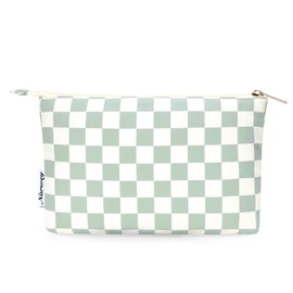 Narwey Small Makeup bag for Purse, Small Makeup Pouch for Purse Cosmetic Bag with Zipper, Cute Make up Pouch for Women Girls (Mint Green Checkerboard)