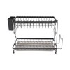 ILWorkTLs 2 Tier Dish Drying Rack with Drainboard,Wine Glass Holder,Cutting