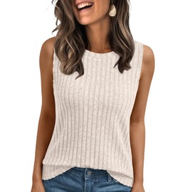 AUTOMET Womens Plus Size Tank Tops Summer Spring Fashion Sleeveless Tunic Shirts Basic Soft Clothes 2025 Casual Trendy Outfits Beige 2XL