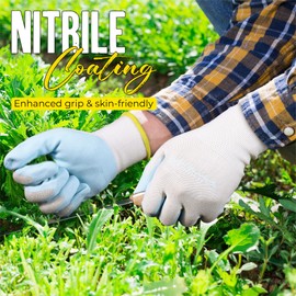 HANDLANDY 3 Pairs Womens Gardening Gloves, Breathable Nitrile Coated Outdoor Yard Work Gloves, Best Gift for Ladies Gardener, Medium