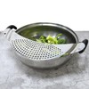 MUCKLILY 2pcs Stainless Steel Pot Strainer with Handle, Moon-shaped pan