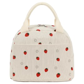 Onperpoe Insulated Lunch Bags for Women, Preppy Strawberry Cute Lunch Bag Insulated Cooler Bag, Water-Resistant Thermal Leak-Proof Girls Womens Lunch Bag for Work School BBQ Kids Adults