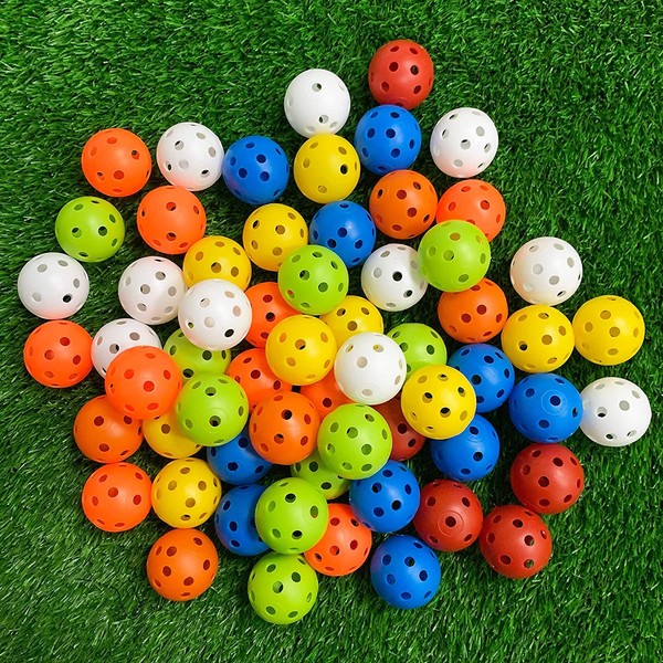 KOFULL 50 Pack Practice Golf Balls Plastic Golf Balls with holes Golf Practice Balls, Driving Training Balls Range