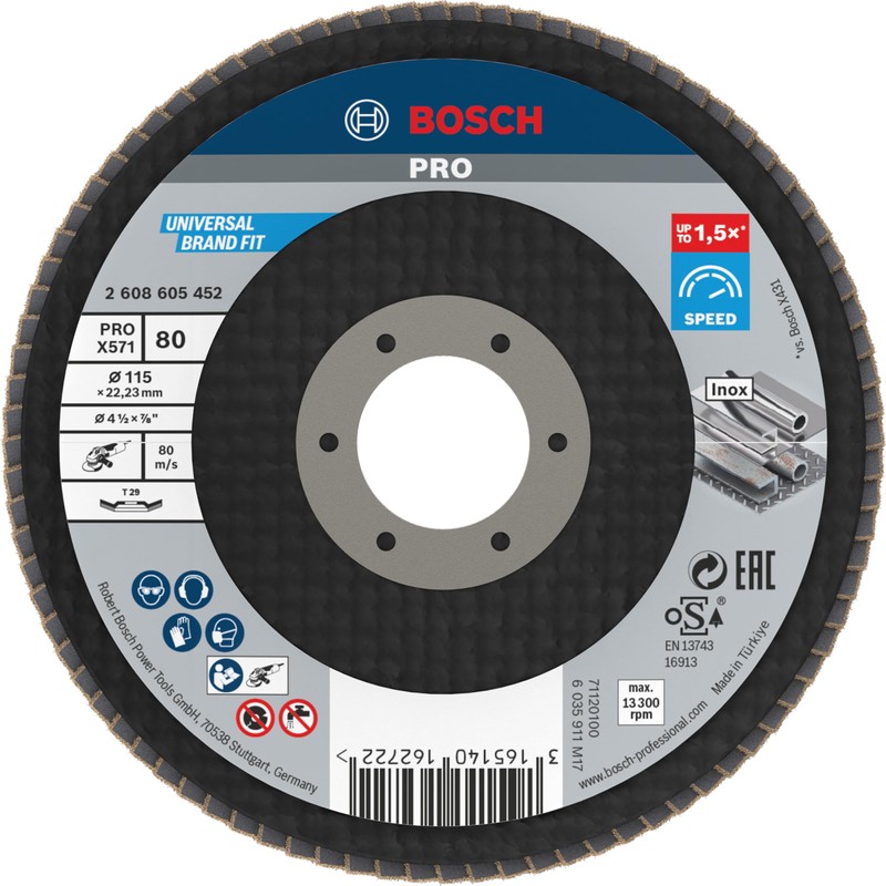 Bosch 1x PRO Metal X571 Flap Disc Angled Version Fiber
