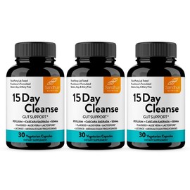 【Sandhus】15 Day Cleanse 30 Ct, Advanced Formula with Senna, Cascara Sagrada & Psyllium Husk, Non-GMO, Made in USA Fitness Healthcare Supplement Edible Dietary Optimum - Specification: 3 Pack