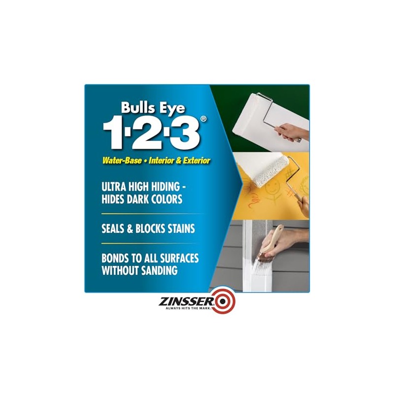 Zinsser 2001 Bulls Eye 1-2-3 All surface Primer, Gallon, White