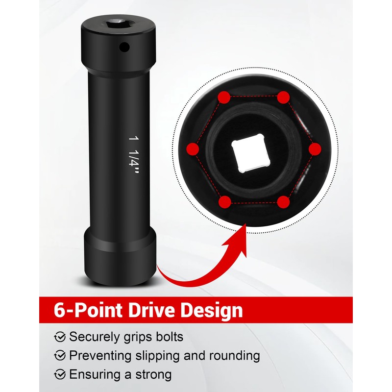 1/2 Inch Drive Extended Length Impact Socket Set, 6 Sizes