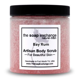 The Soap Exchange Sea Salt Body Scrub - Bay Rum Scent - Hand Crafted 16 fl oz / 480 ml Natural Artisan Skin Care, Shea Butter, Exfoliate, Moisturize, & Protect. Made in the USA.