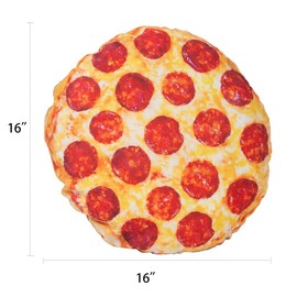 LINIL Pizza Shaped Pillow Funny 3D Giant Round Food Plush Stuffed Pillow Novelty Throw Cushion Stuffed Animal Toy 16"