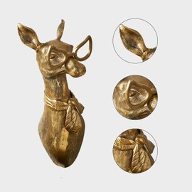 3D Head Wall Mount Ornament, Animal Heads for Wall Art Hanging Sculptures, Small Metal Wall Resin Art Wall Decor Ornament Waterproof Bronzed Resin Decorations for Home (Sheep Head)