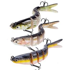 Balifly Robotic Topwater Bass Fishing Lures 8 Segments Swimbaits Bionic Fishing Lure for Saltwater Freshwater for Trout Walleye Bass Pike 3.94in/0.39oz 3pcs FS/YE-02(B)