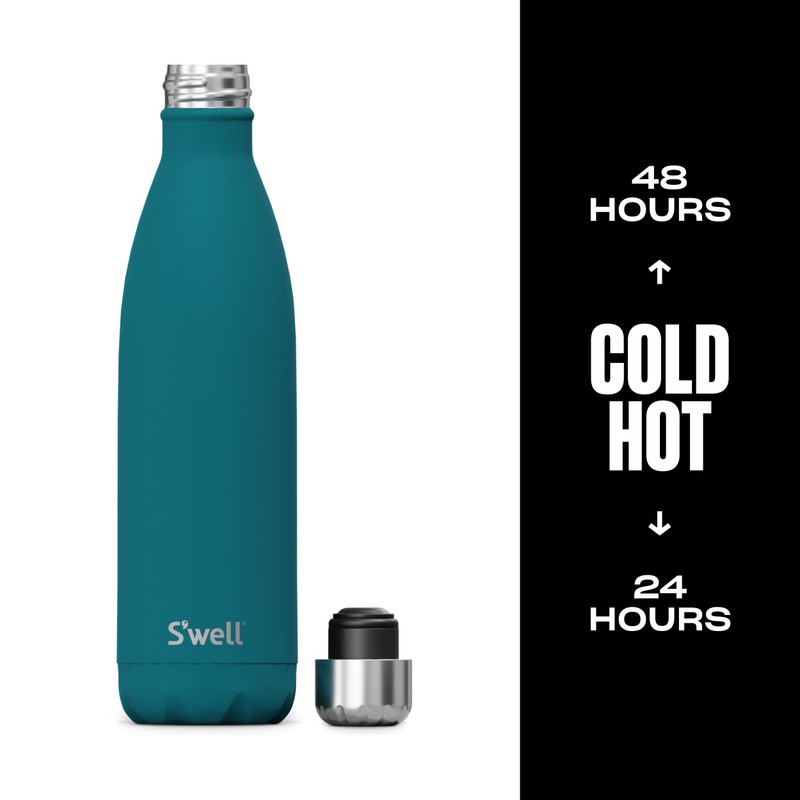S'well Stainless Steel Water Bottle, 25oz, Peacock Blue, Triple Layered