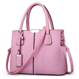 POSSOBAG Elegant Handbag Women's Lightweight Large Capacity Handbag with Fashion Ornaments Shoulder Bag for Women Travel Casual Daily Holiday Shopper PU Leather Top Handle Bag, pink, Handbag