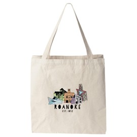 Roanoke, Virginia (VA), Colorful Canvas Bag, Screenprinted Tote, Cotton Flour Sack, Funny Tote Bag