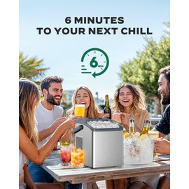 Marsail Ice Makers Countertop, 26 lbs per Day, Fast Ice in 6 Minutes, Self-Cleaning Ice Maker, Compact Countertop Ice Machine for Home, Kitchen/Office/Parties
