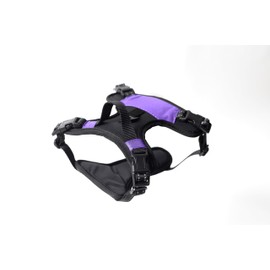 The North Star Dog Harness™ - Comfortable, Fully Adjustable, Designed to Reduce Pulling, Escape Resistant, Durable, fastens Easily and securely with Airtag Holder (Black/Purple, L)