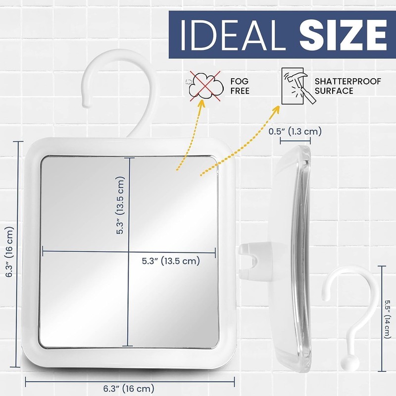 MIRRORVANA Hangable Fogless Shower Mirror for Shaving with 360° Swivel