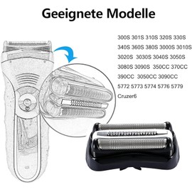 32B shaving head compatible with Braun Series 3, 32B shaving blade for Braun Series 3, replacement blades razor head for Braun razor men 3000s 310s 3040s 3050cc 3010s 3070cc 3080s