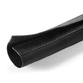 Electriduct 8" Hook and Loop Nylon Fast Wrap Sleeve Cable Management - 5 Feet - Black