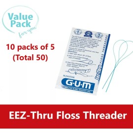 Sunstar Butler 50 Sunstar GUM 840 Eez-thru floss threaders - 10 packs of 5 each - BEST DEALl!