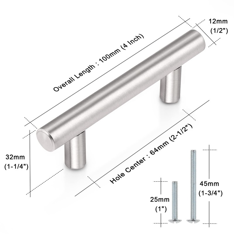 Probrico 15 Pack | T Bar Cabinet Pulls Stainless Steel