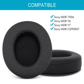 G GVOEARS Replacement Ear Pads for Sony MDR 7506 - GVOEARS Earpad Mesh Fabric Cushions for MDR V6 V7 MDR-CD900ST Headphones with Memory Foam (Black)