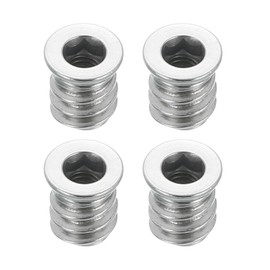 sourcing map 4Pcs Threaded Inserts Nuts, M4x10mm Hex Socket Drive Nut Inserts for Wood - 304 Stainless Steel Screws Furniture Screw in Nuts Bolt Fastener Connector Wood