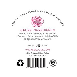 Ellovi All-Natural Body Butter - Rose - Pure Enough to Eat - Made With Just 6 Vegan Ingredients - Ultra-Rich 100% Plant-Based Hydrating Moisturizer For Naturally Healthy Skin (1 fl. oz/33ml)