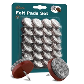 shinfly 24 Pieces Chair Leg fFloor Protectors-Round Nail with 4mm Thick-Diametro 28mm, Chair Felt Glides Nail for Furniture Floors