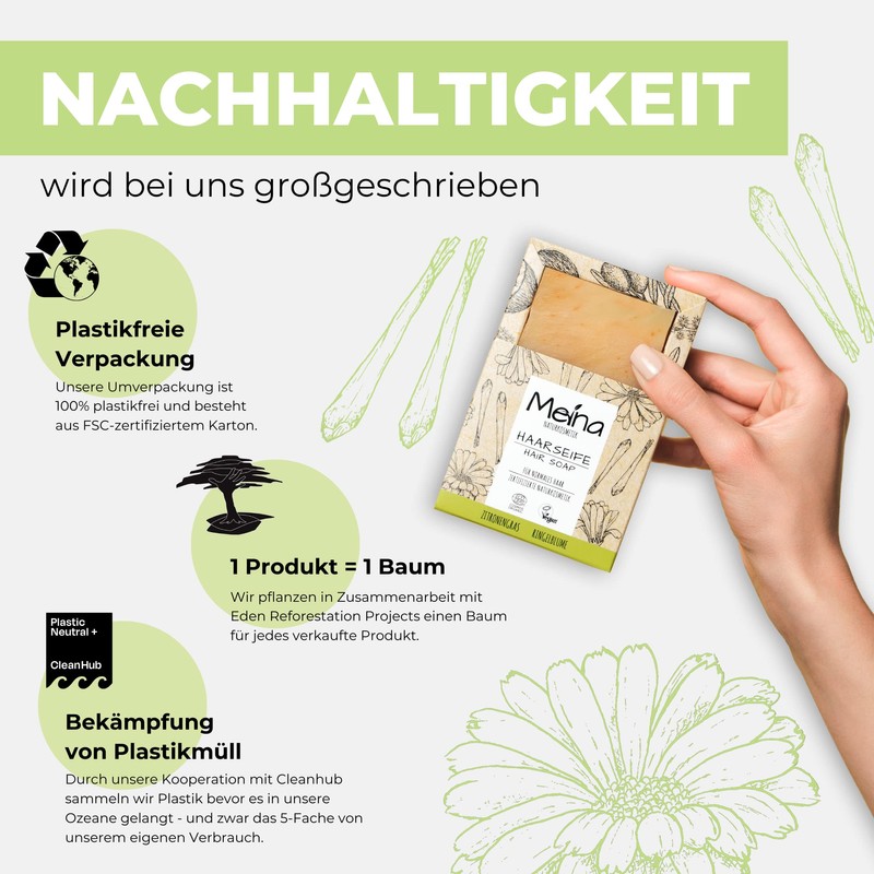 Meina Natural Cosmetics Organic Shampoo Bar with Lemon grass and