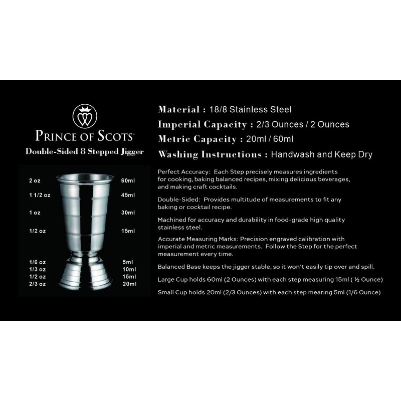 Art Deco Double-Sided 8 Stepped Jigger (Duo)