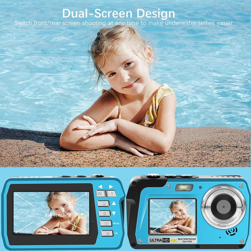 Underwater Camera for Snorkeling, 10FT Waterproof Digital Camera, Full HD